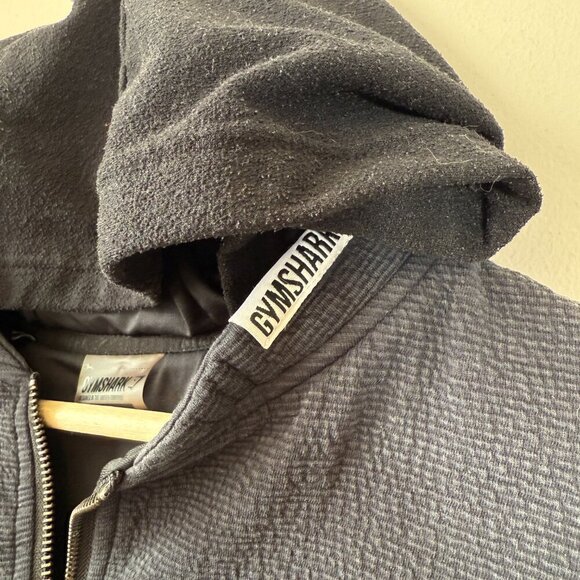 Gymshark Cropped Full Zip Hooded Sweatshirt Women's Small Black Workout Active - Picture 7 of 13